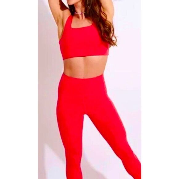 Girlfriend Collective High Rise Waisted Compressive Women's Red Leggings Medium - Picture 1 of 11